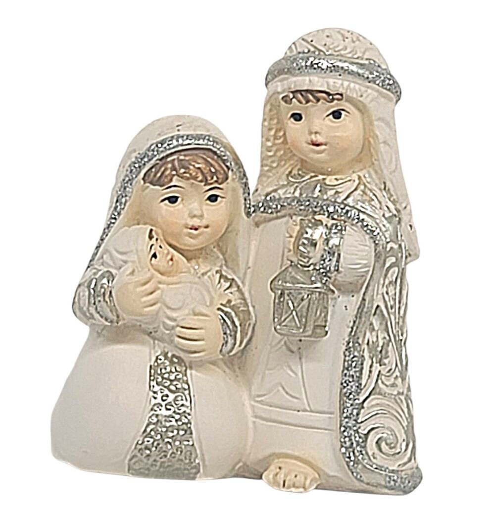 Pastel Childlike Nativity Joseph Baby Jesus Statue Christmas Holiday Small